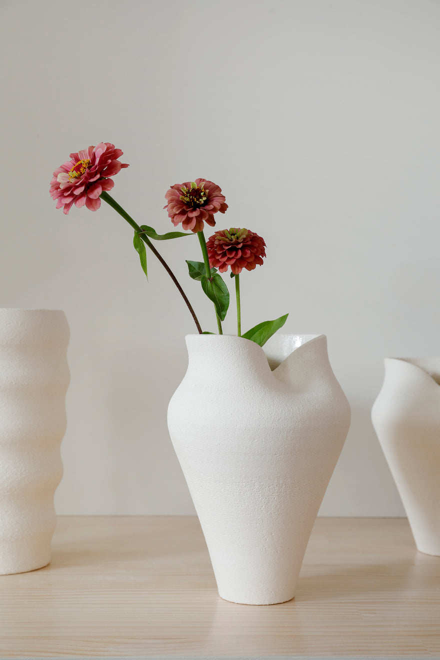 Sand Dune Pillow Vase. Handmade ceramic vase from New Zealand by Author Ceramics.